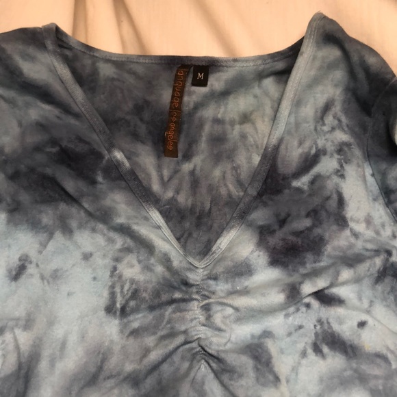 Language Los Angeles m tye died ruffled sleeve top - Picture 3 of 8